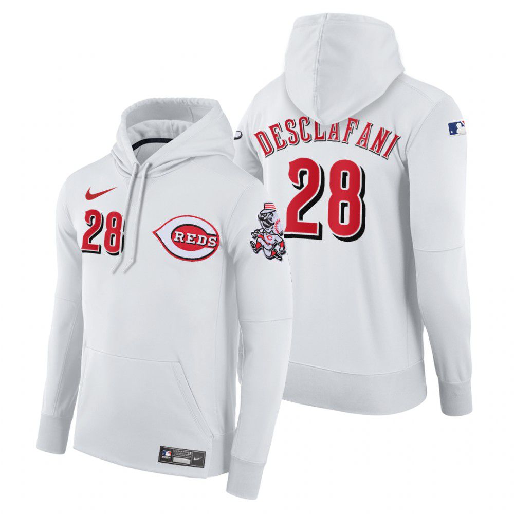 Men Cincinnati Reds #28 Desclafani white home hoodie 2021 MLB Nike Jerseys